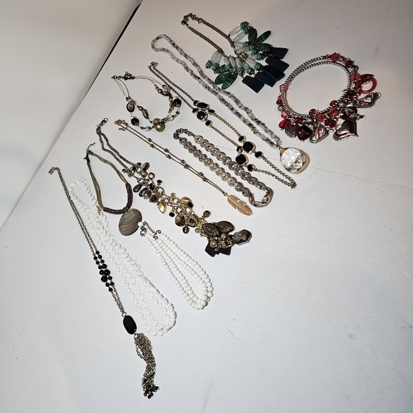 Lot Of 12 Fashion Costume Jewelry Necklaces Some Branded Some Not Various Styles - Picture 1 of 16